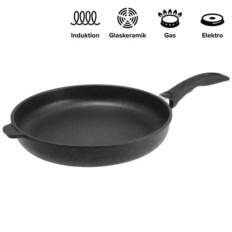 TREND Royal Flachrandpfanne TR128 Ø28cm aus 9mm Aluguss mit 5cm flachem Rand und Premium-Antihaftbeschichtung