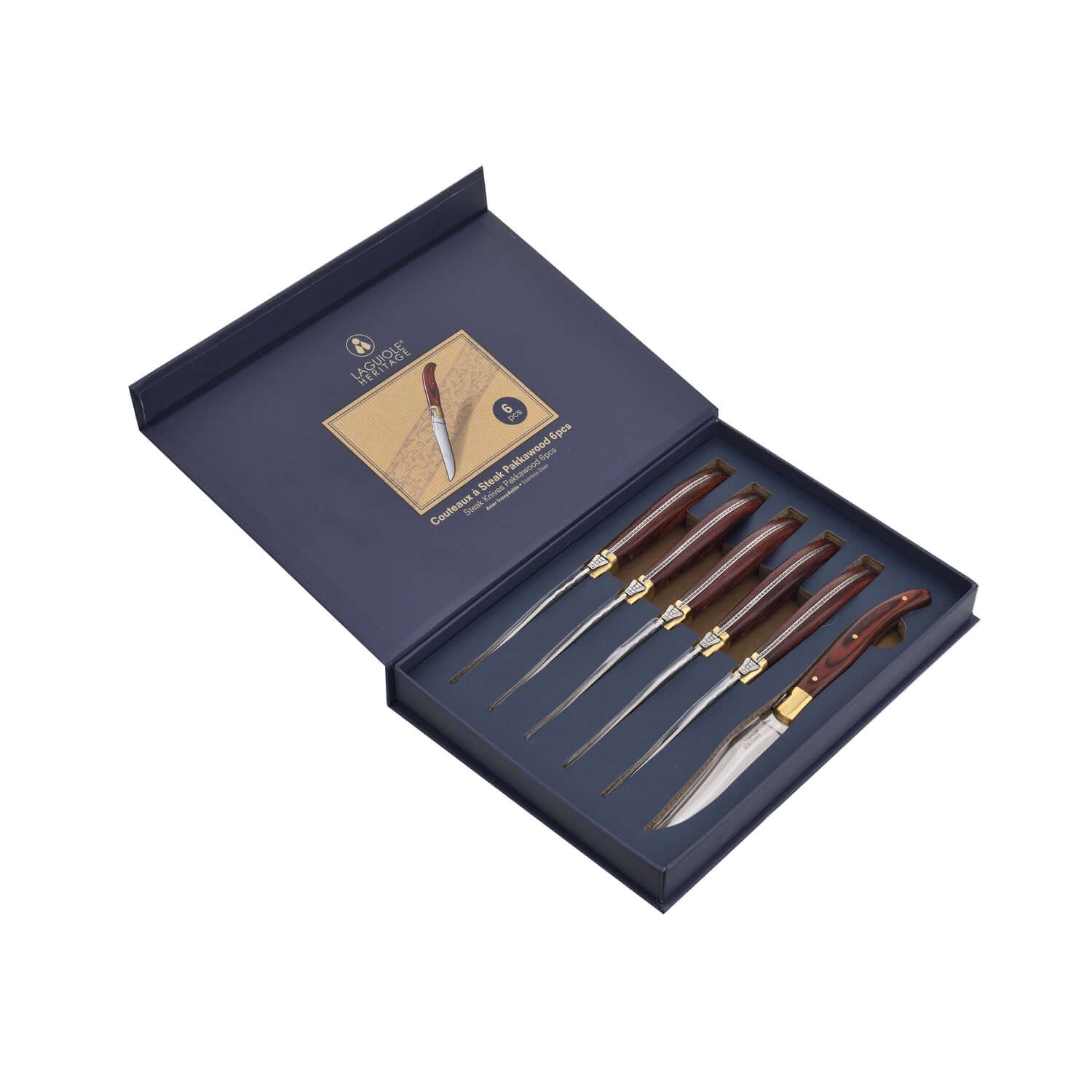 Edles Laguiole Steakmesser Set in stilvoller Geschenkbox – exklusiv bei TREND Products erhältlich.