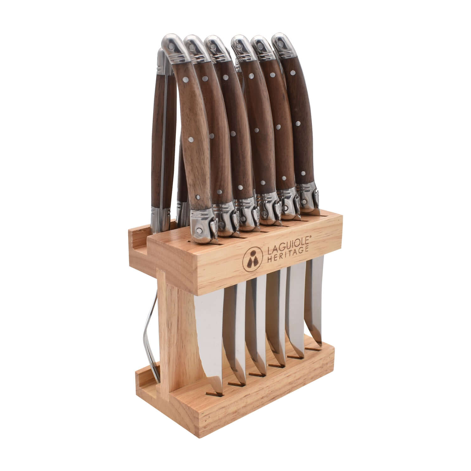 Elegantes 12-teiliges Laguiole Besteckset mit Griffen aus edlem Walnussholz – französische Tischkultur bei TREND Products.